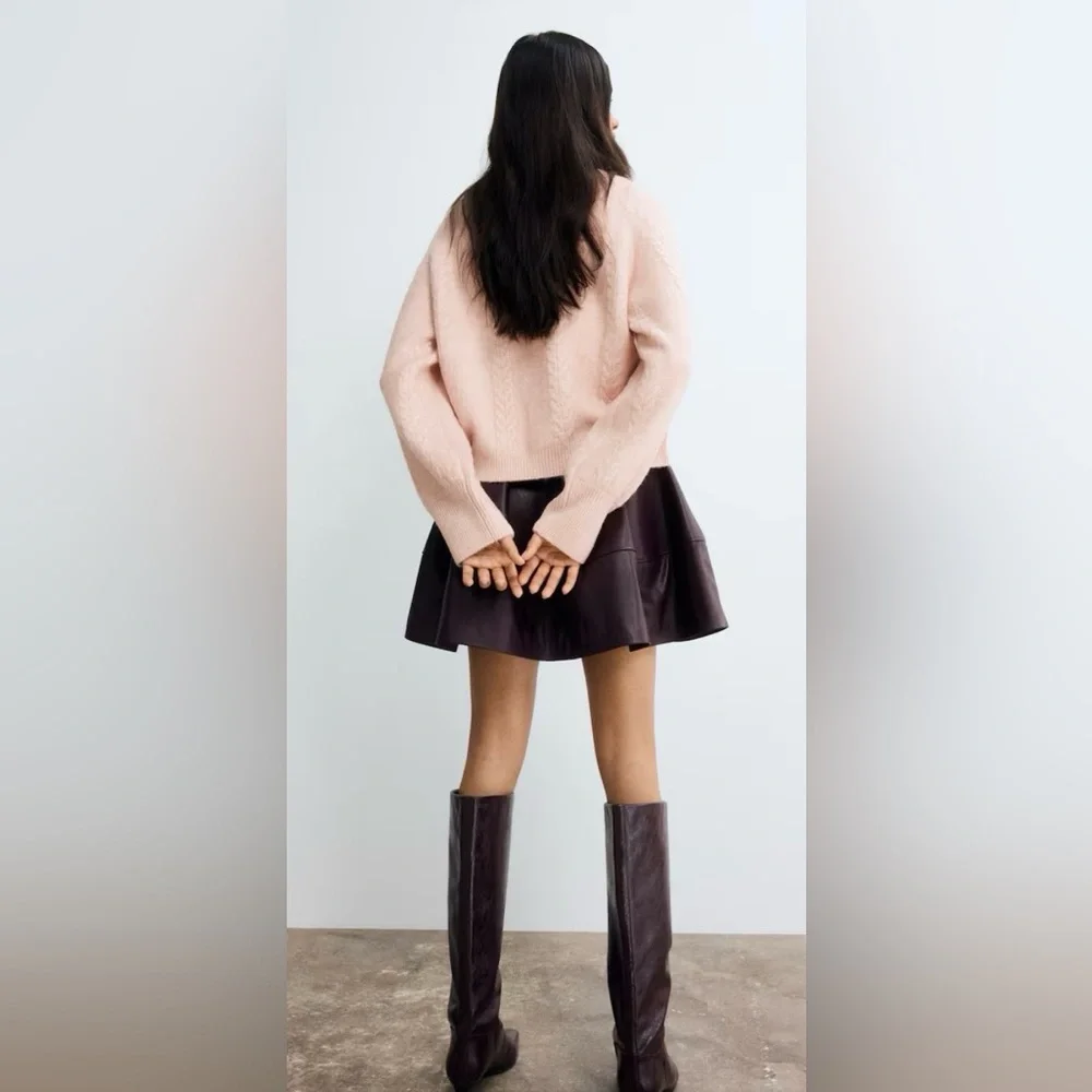 Blush Pink Heather Cardigan Sweater | Crew Neck | Long Sleeves | L | NWT - Picture 5 of 12